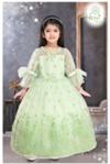 Supababy Girls Party Gown | GREEN | LONG GOWN WITH SEPERATE SLEEVS